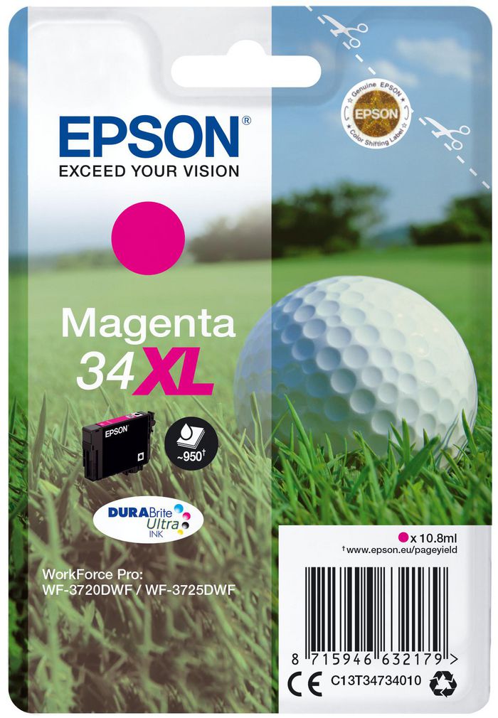 Epson Singlepack Magenta 34XL DURABrite Ultra Ink - W124346690