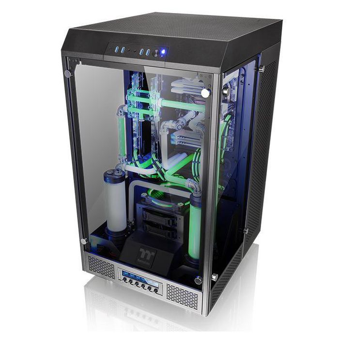 ThermalTake E-ATX Vertical Super Tower Chassis, Liquid Cooling Support - W124347197