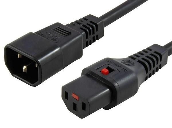 MicroConnect C13 IEC Lock to Male C14, 3 x 1.00mm2, 1m, Black - W124390480