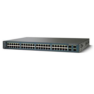 Cisco 48 Ethernet 10/100 ports + PoE & 4 SFP Gigabit Ethernet ports, 370W available for PoE, allowing full 15.4W for up to 24 ports, 1RU, IPv6, IP Services software feature set - W124378722