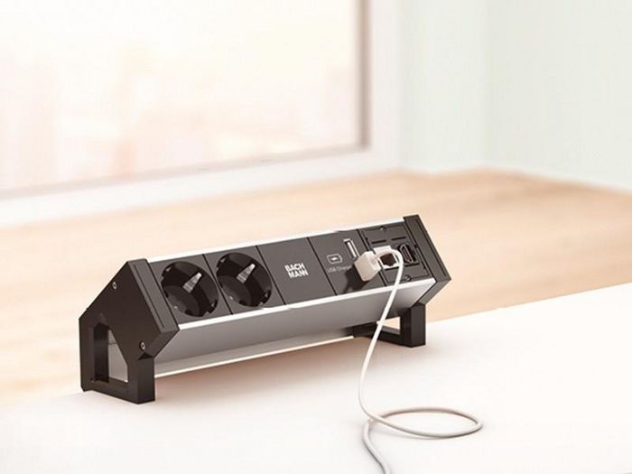 Bachmann 2x power socket, 1x USB, 1x Custom Modul , aluminum, black, grey - W124439656
