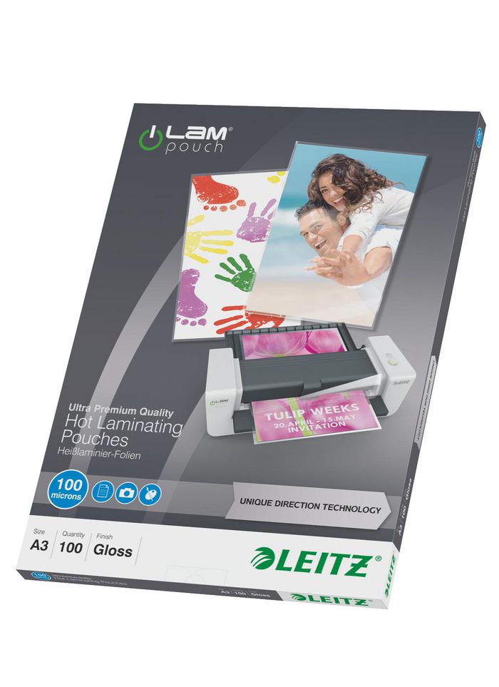 Leitz Pochettes Leitz iLAM UDT pour plastification à chaud, A3, 100 microns, pack de 100 - W124433664