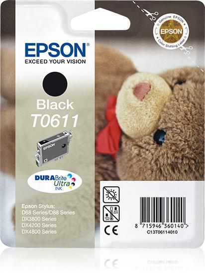 Epson Singlepack Black T0611 DURABrite Ultra Ink - W124446546