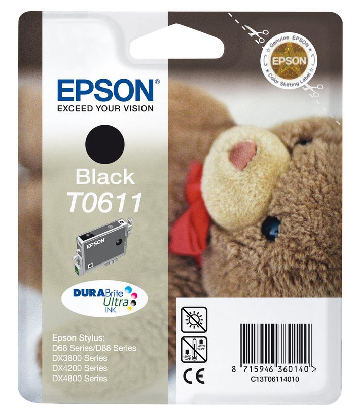 Epson Singlepack Black T0611 DURABrite Ultra Ink - W124446546