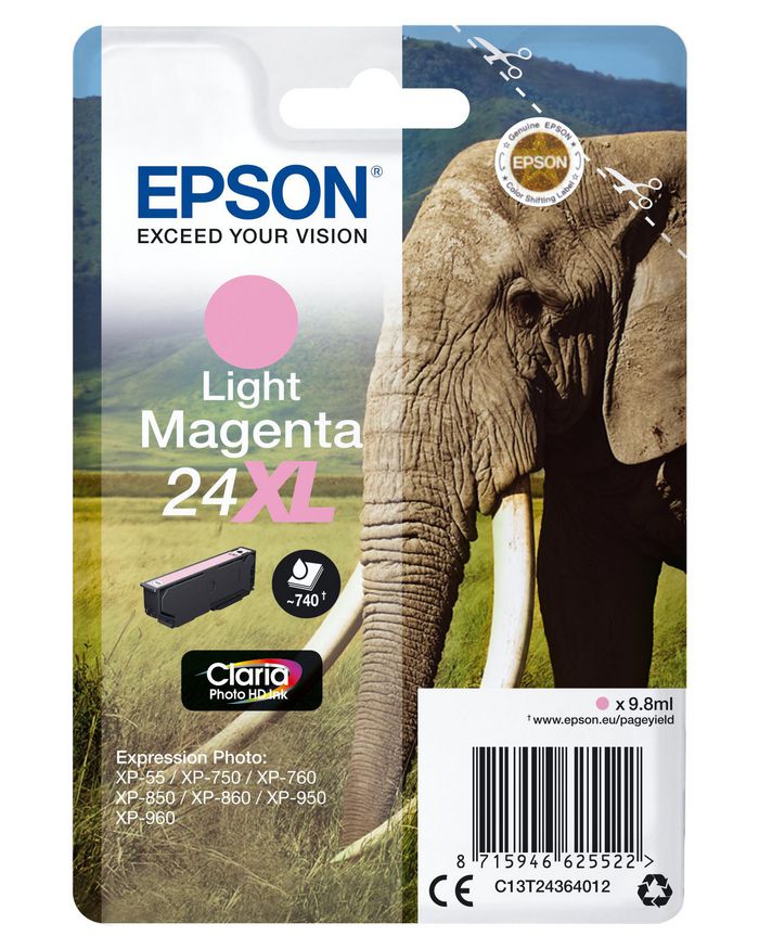 Epson Singlepack Light Magenta 24XL Claria Photo HD Ink - W124446569