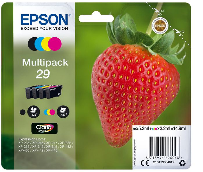 Epson Multipack "Fraise" 29 - Encre Claria Home N,C,M,J - W124446572