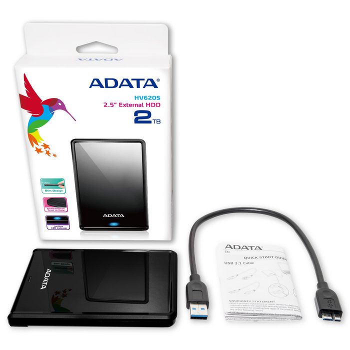 ADATA 4 TB, USB 3.1, 2.5", 115x78x21 mm, 230 g, noir - W124445081