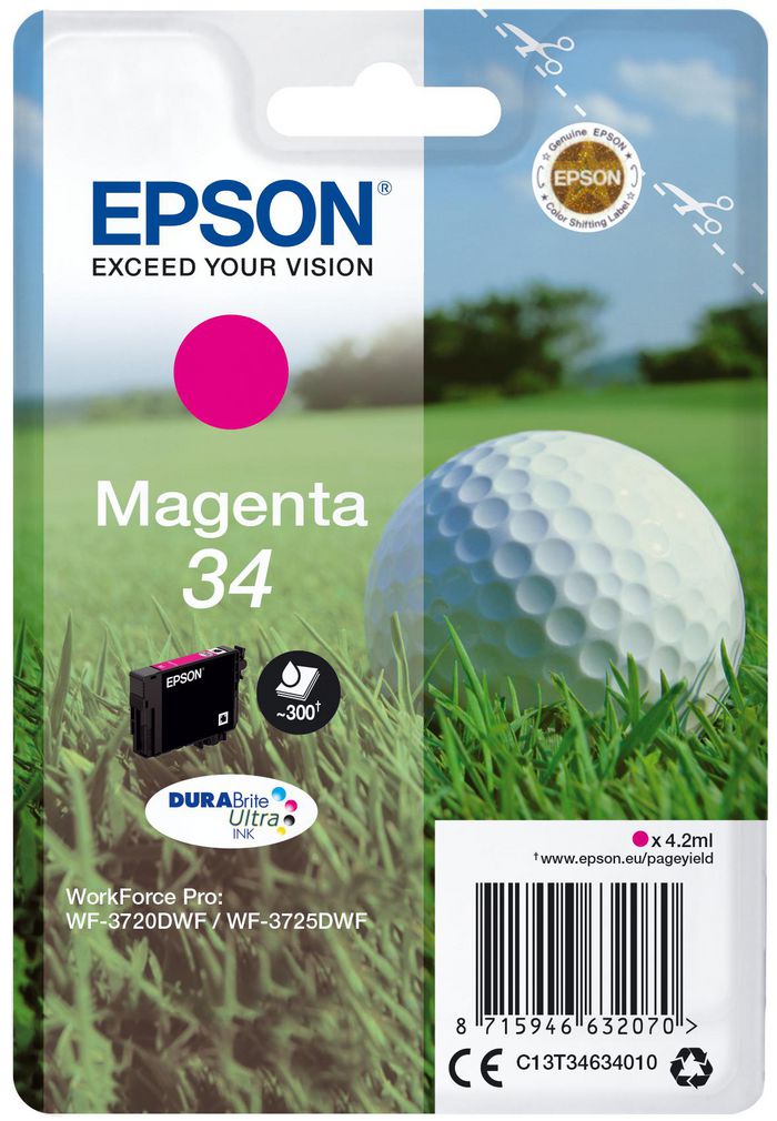 Epson Singlepack Magenta 34 DURABrite Ultra Ink - W124446578