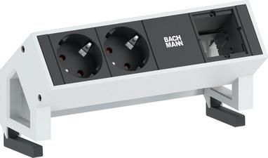 Bachmann 1x custom module + power socket outlets, 2x Schuko, child-proof - W124437875
