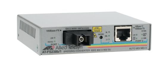 Allied Telesis AT-FS238A/1 Fast Ethernet Single Strand Fiber Media Converter / Single-Mode fiber 15km - W124445404