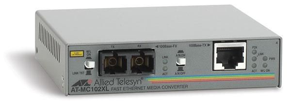 Allied Telesis 100TX to 100FX (SC) standalone media converter, UK power cord - W124445413