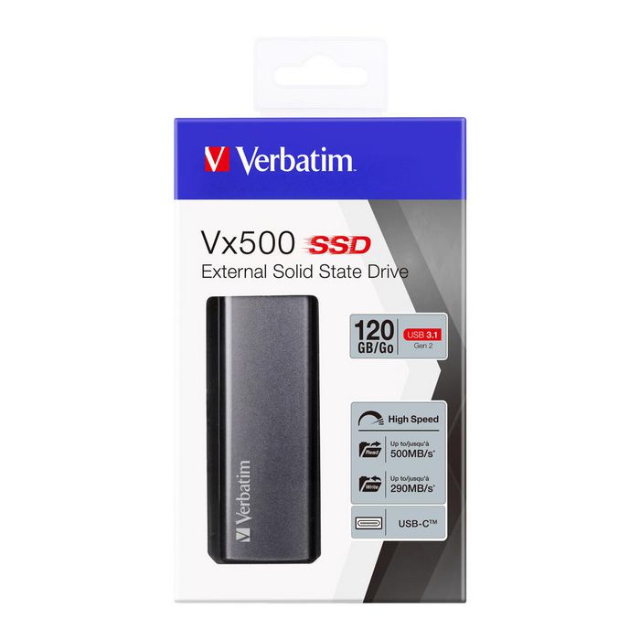 Verbatim Disque SSD externe Vx500 USB 3.1 Gén 2, 120Go - W124421427