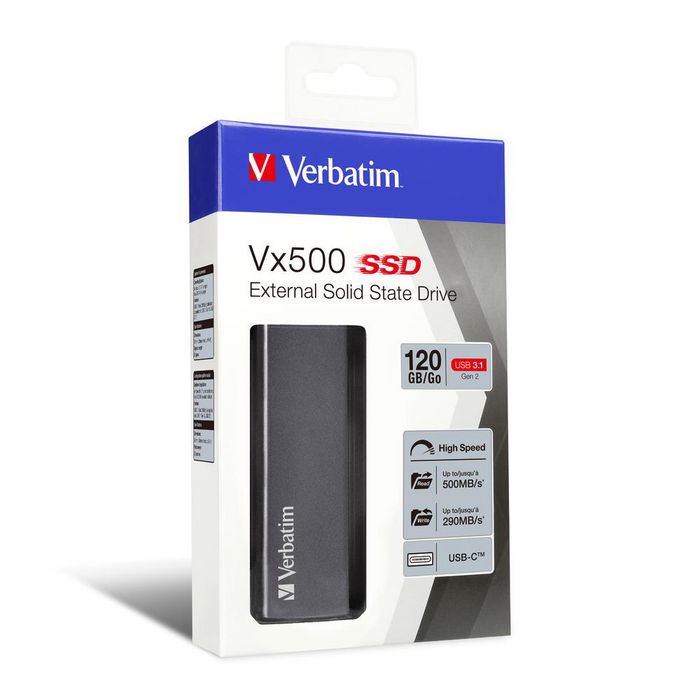 Verbatim Disque SSD externe Vx500 USB 3.1 Gén 2, 120Go - W124421427