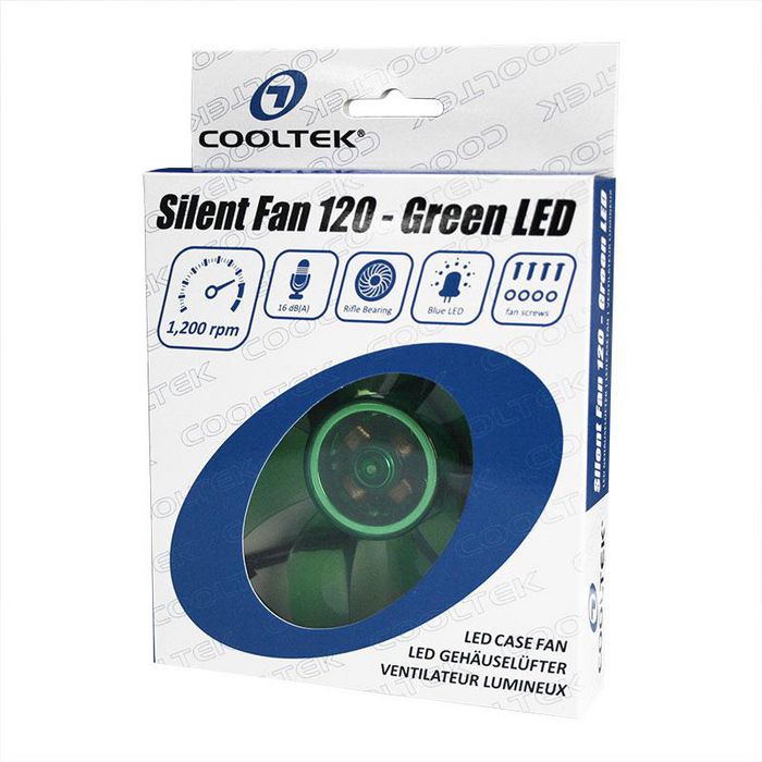 Cooltek Silent Fan 120 Green LED - 1,200 rpm - W124447762