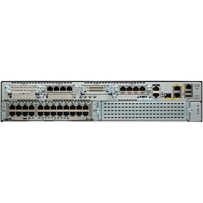 Cisco 3 x RJ-45, 1 x ISM, 4 x EHWIC, 512 MB, 256 MB Flash, 1 x SFP, USB 2.0, Serial, 100 - 240 V, 2RU, Double-Wide Service Module Slot, 13.2 kg, Voice Bundle w/PVDM3-32, FL-CME-SRST-25, UC License PAK - W124489562