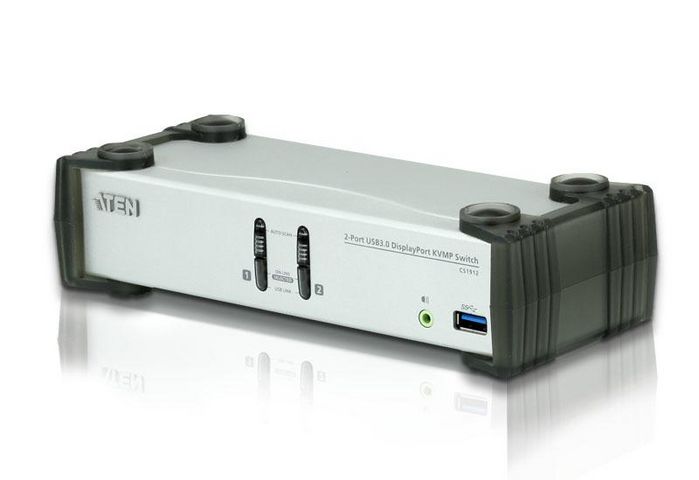 Aten 2-Port USB 3.1 Gen 1 DisplayPort 1.1 KVMP Switch with Speaker (KVM cables included) - W125191289