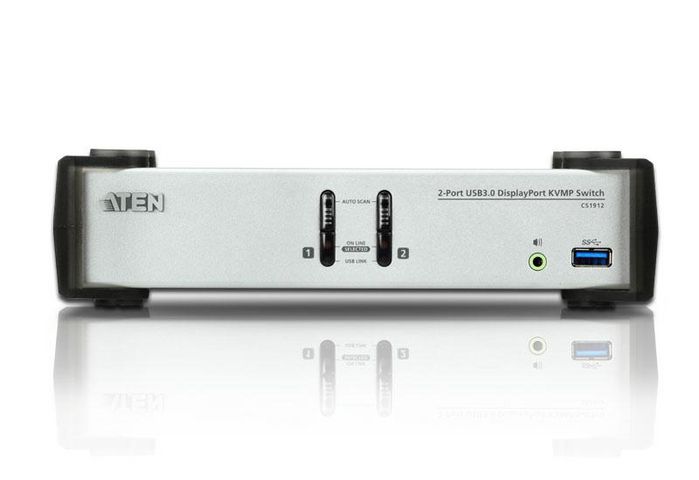 Aten 2-Port USB 3.1 Gen 1 DisplayPort 1.1 KVMP Switch with Speaker (KVM cables included) - W125191289