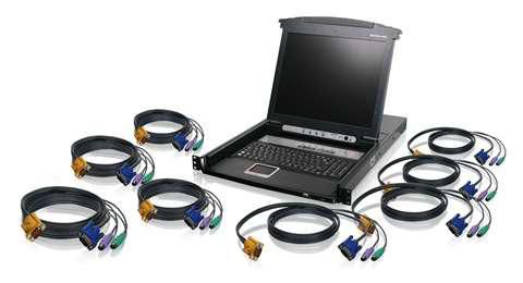 IOGEAR 8-Port LCD Combo KVM Switch with PS/2 KVM Cables - W124455152