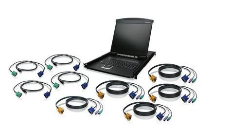 IOGEAR KVM Drawer Kit w/ USB KVM Cables, 8-Port, 19" LCD - W124455154