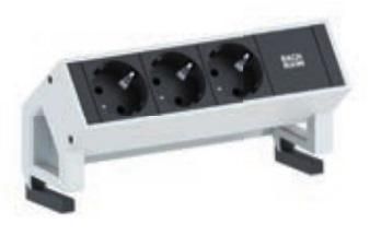 Bachmann DESK 2 power strip, 3x socket outlets, White/Black - W124537979