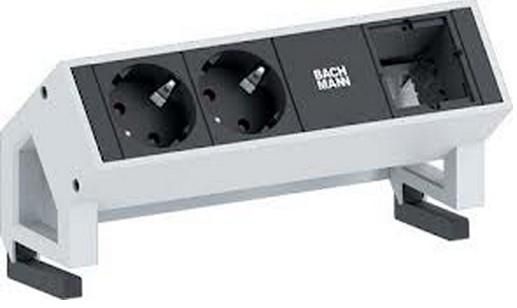 Bachmann 1x custom module + 2x power socket outlets, stainless steel - W124537980