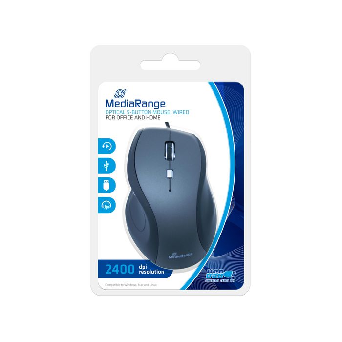 MediaRange MediaRange Optical 5-button mouse, wired, black/grey - W125263946