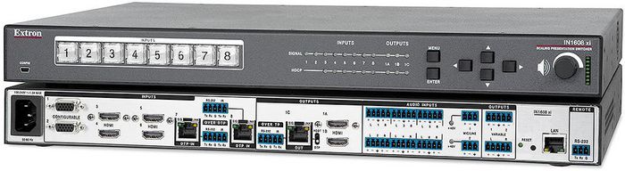 Extron IN1608 xi, 2x RGB, 4x HDMI/DVI, 2x DTP, HDCP, 2x RJ-45, DC 1.5V, 44x444x241 mm - W124792667