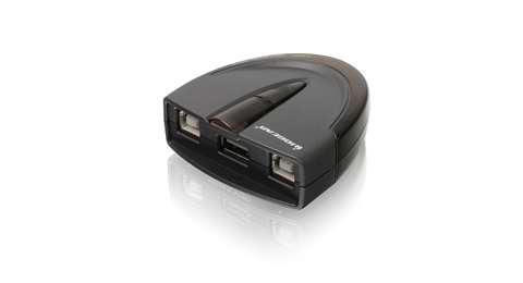 IOGEAR 2 Ports, 1 x USB A, 2 x USB B, 480Mbps, PCs/Mac, LEDs - W124955617