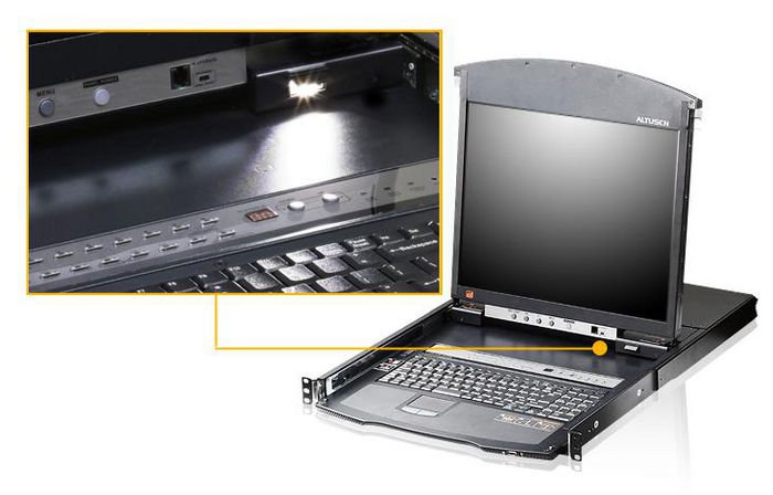 Aten 16-Port Dual Rail LCD KVM Switch LCD Console + Cat 5 High-Density KVM Switch with KVM over IP - W124460150