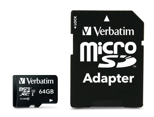 Verbatim 64GB, Micro SDXC, UHS Speed Class 3 (U3) - W125021107