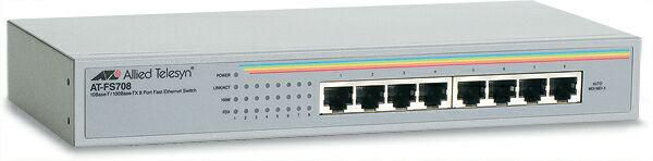 Allied Telesis 8 x 10/100TX FE Switch, Internal PSU - Rackmountable. - W124745575