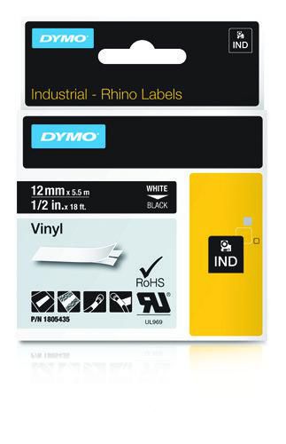 DYMO IND Vinyl Labels, 12mm x 5.5m - W124703807