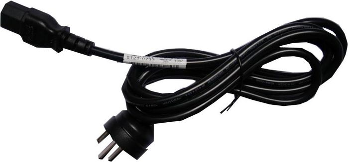 Hewlett Packard Enterprise Power cord (Black) - 3-wire, 18 AWG, 1.9m (75in) long - Has straight (F) C13 receptacle (for 220VAC in Denmark) - W124835005