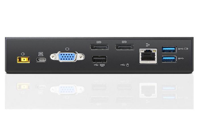 Lenovo 2 x DisplayPort + VGA, 2 x USB 2.0, 3 x USB 3.0, RJ-45, 1 x Combo audio, 4K @ 30 Hz, 90 W, 131 g, EU - W124684397