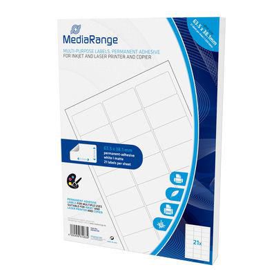 MediaRange Multi-purpose labels, permanent adhesive, 63.5x38.1mm, white, 1.050 labels - W124864095