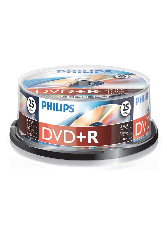 Philips 25 x DVD+R, 4.7GB/120min, 16x - W125393514