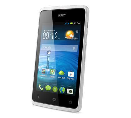 Acer 4" 800x480 IPS, 1GHz MT6572 Dual-Core, 512MB RAM, 4GB ROM, 2xmicroSIM, 802.11b/g/n, Bluetooth 4.0+EDR, GPS, MicroSD, Micro-USB, 3.5mm, 1300mAh, Android 4.4, 130g, White - W124855811