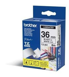 Brother Laminated P-touch Labelling Tape, 36mm, 8m, Black/White - W125076133