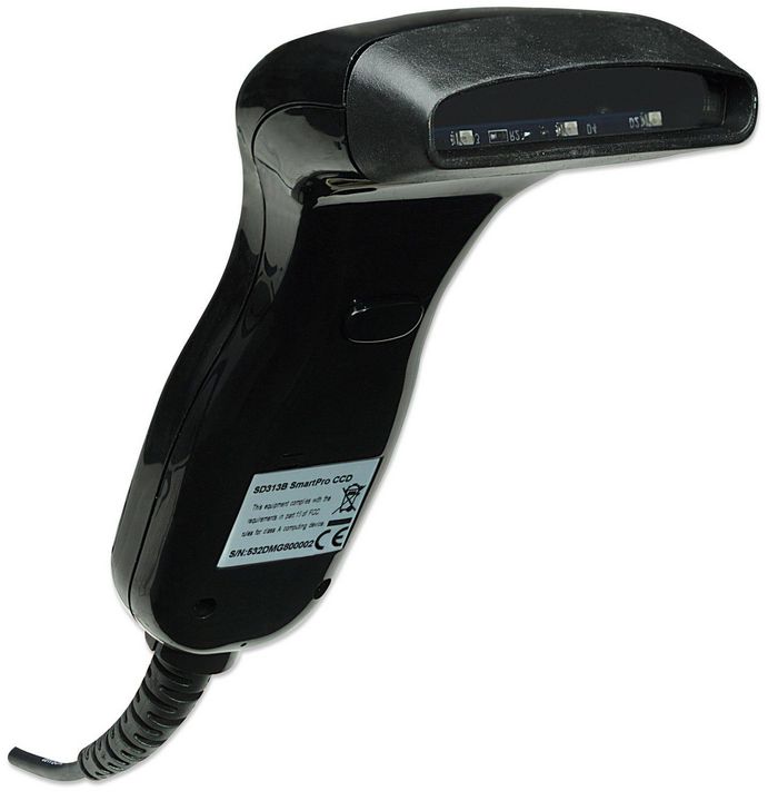 Manhattan Contact CCD Handheld Barcode Scanner, USB, 80mm Scan Width, up to 120 scans per second, Cable 152cm, Black, Box - W124492735