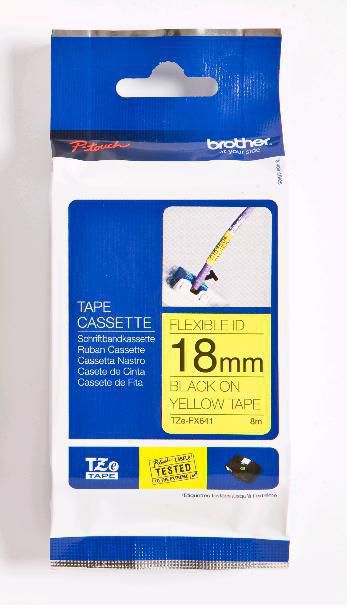 Brother TZe-FX641 - 18 mm black on yellow tape, 8m - W125275837