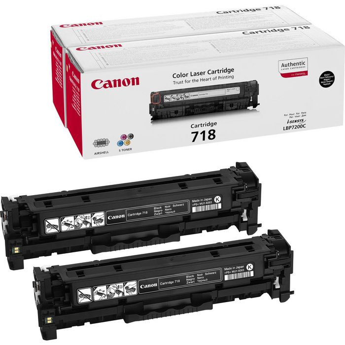 Canon 718 BK VP, black, 6800 pages, 2 pack, for LBP7200Cdn, MF8330Cdn, MF8350Cdn - W125106868