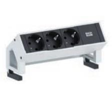 Bachmann DESK 2, 3x socket outlets with earthing contacts, 0.2m cable, White/Black - W124738010