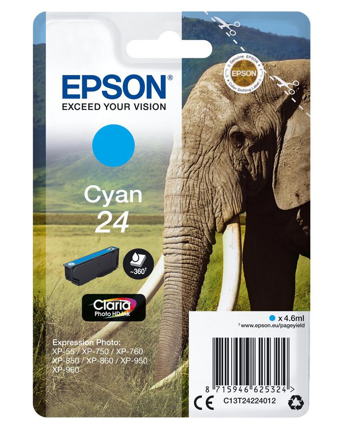 Epson Singlepack Cyan 24 Claria Photo HD Ink - W124646695