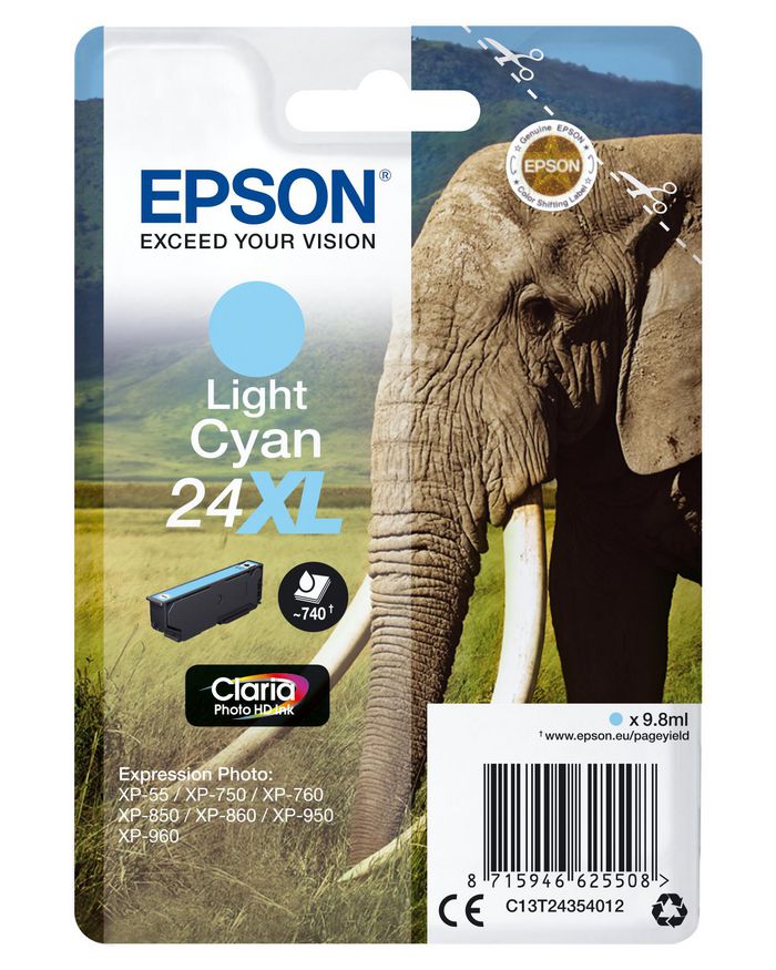 Epson Singlepack Light Cyan 24XL Claria Photo HD Ink - W124646699