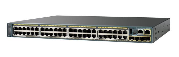 Cisco 101.2 mpps, 48 RJ-45 10/100/1000 PoE+, 2 10 Gigabit Ethernet or 2 1 Gigabit Ethernet SFP+ uplink ports , 740W PoE, 42 dB, 5.9 kg, LAN Base image - W125278118