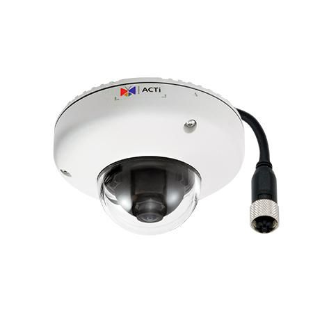 ACTi 2 MP, Outdoor, Mini Dome, WDR, SLLS, M12 connector, Fixed lens, f2.55mm/F2.2 (HOV:110.3°), H.264, 1080p/60fps, 2D+3D DNR, Audio, MicroSDHC/MicroSDXC, PoE, IP68, IK10, EN50155, Built-in Analytics - W124691958