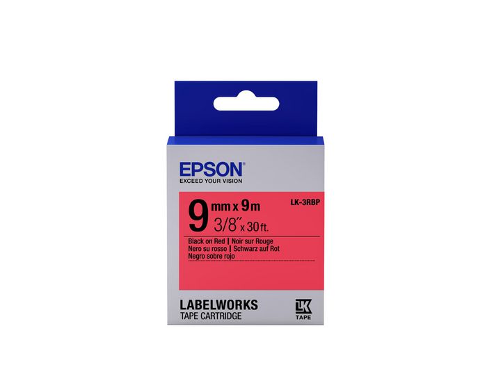 Epson Label Cartridge Pastel LK-3RBP Black/Red 9mm (9m) - W124746968