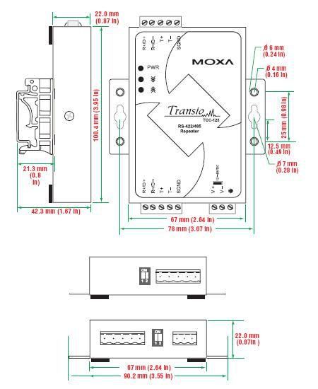 Moxa TCC-120, RS-422/485, 921.6Kb/s, ESD 15kV, -20 - 60°C - W125011251