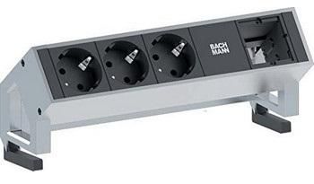 Bachmann DESK 2 power strip, 1x custom module + 3x power socket outlets, 0.2 m - W125137471