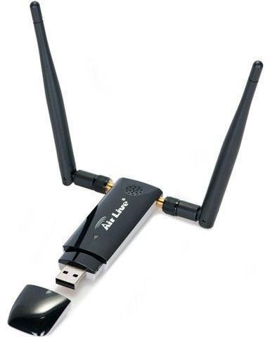 AirLive 11a/b/g/n 300Mbps Dual Band USB Adapter, 2x R-SMA, 2x 3dBI antennas - W125436800